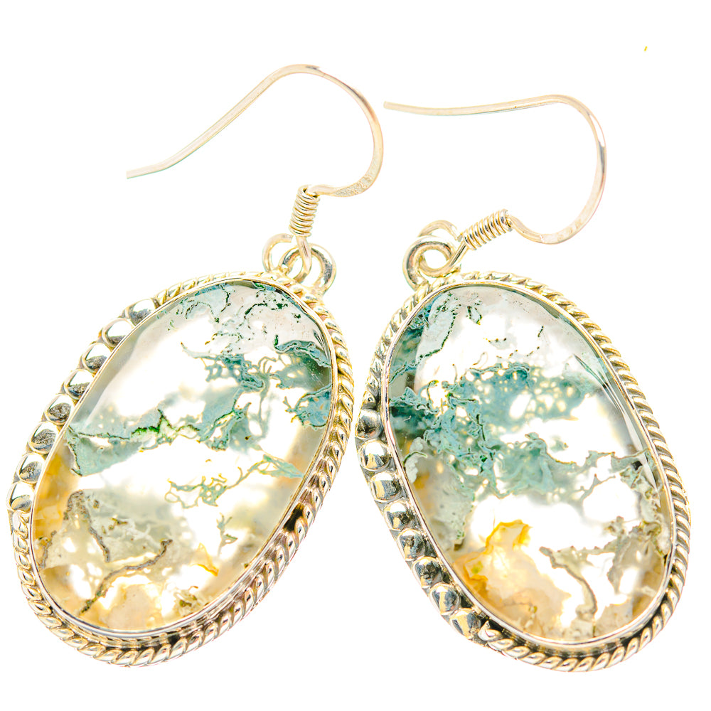 Green Moss Agate Earrings handcrafted by Anasilvercos - EARR429268 - Photo 2