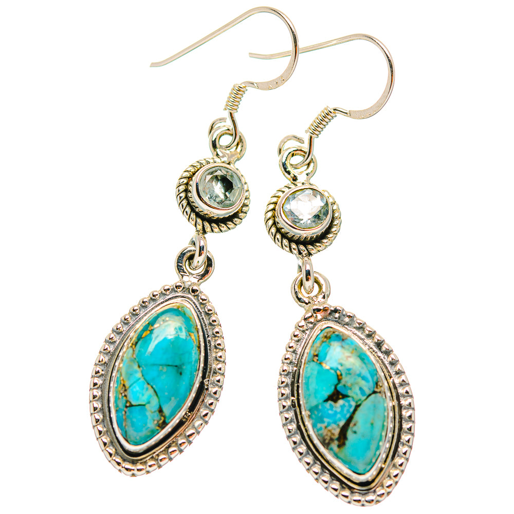 Blue Copper Composite Turquoise Earrings handcrafted by Anasilvercos - EARR429274 - Photo 2