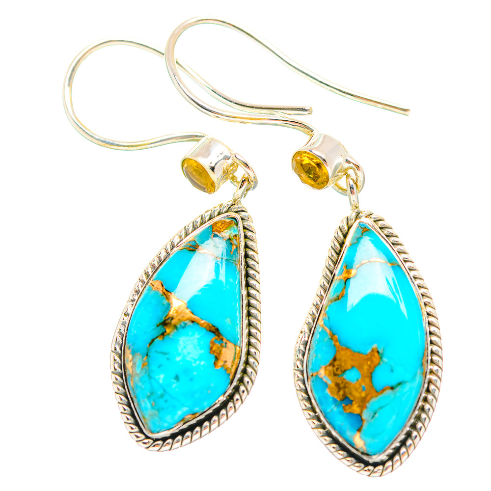 Blue Copper Composite Turquoise Earrings handcrafted by Anasilvercos - EARR429289 - Photo 2