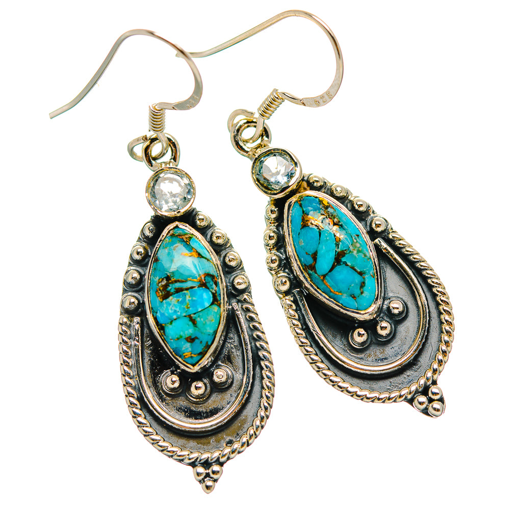 Blue Copper Composite Turquoise Earrings handcrafted by Anasilvercos - EARR429304 - Photo 2