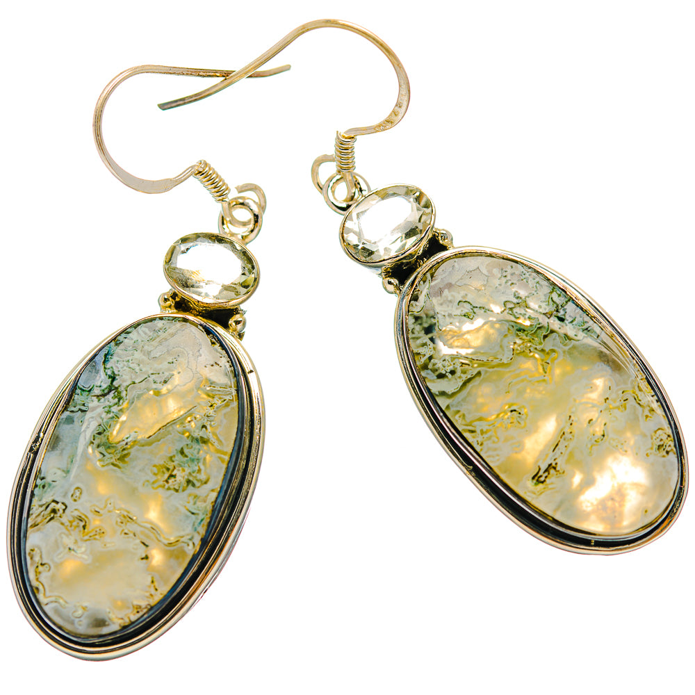 Green Moss Agate Earrings handcrafted by Anasilvercos - EARR429315 - Photo 2