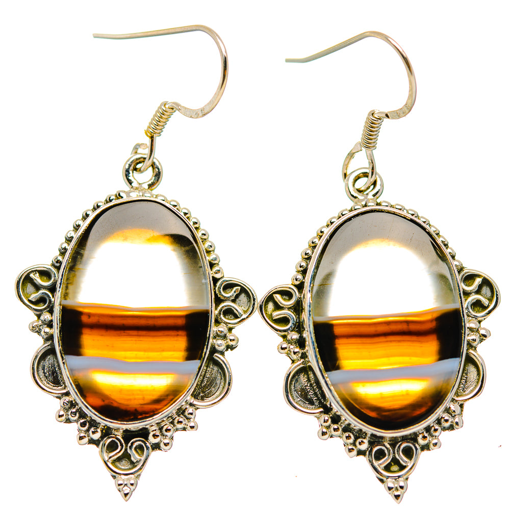 Botswana Agate Earrings handcrafted by Anasilvercos - EARR429331 - Photo 2