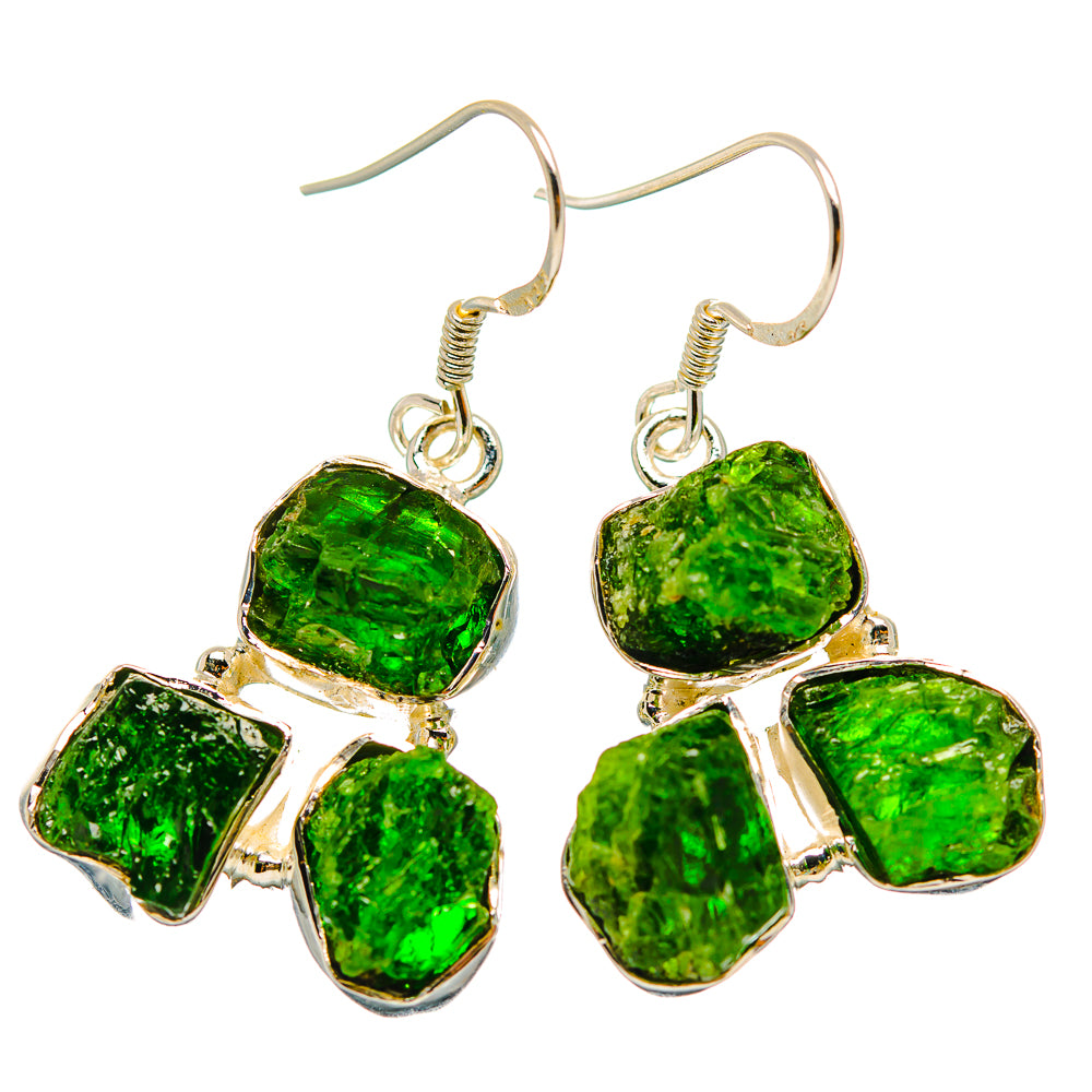 Chrome Diopside Earrings handcrafted by Anasilvercos - EARR429335 - Photo 2