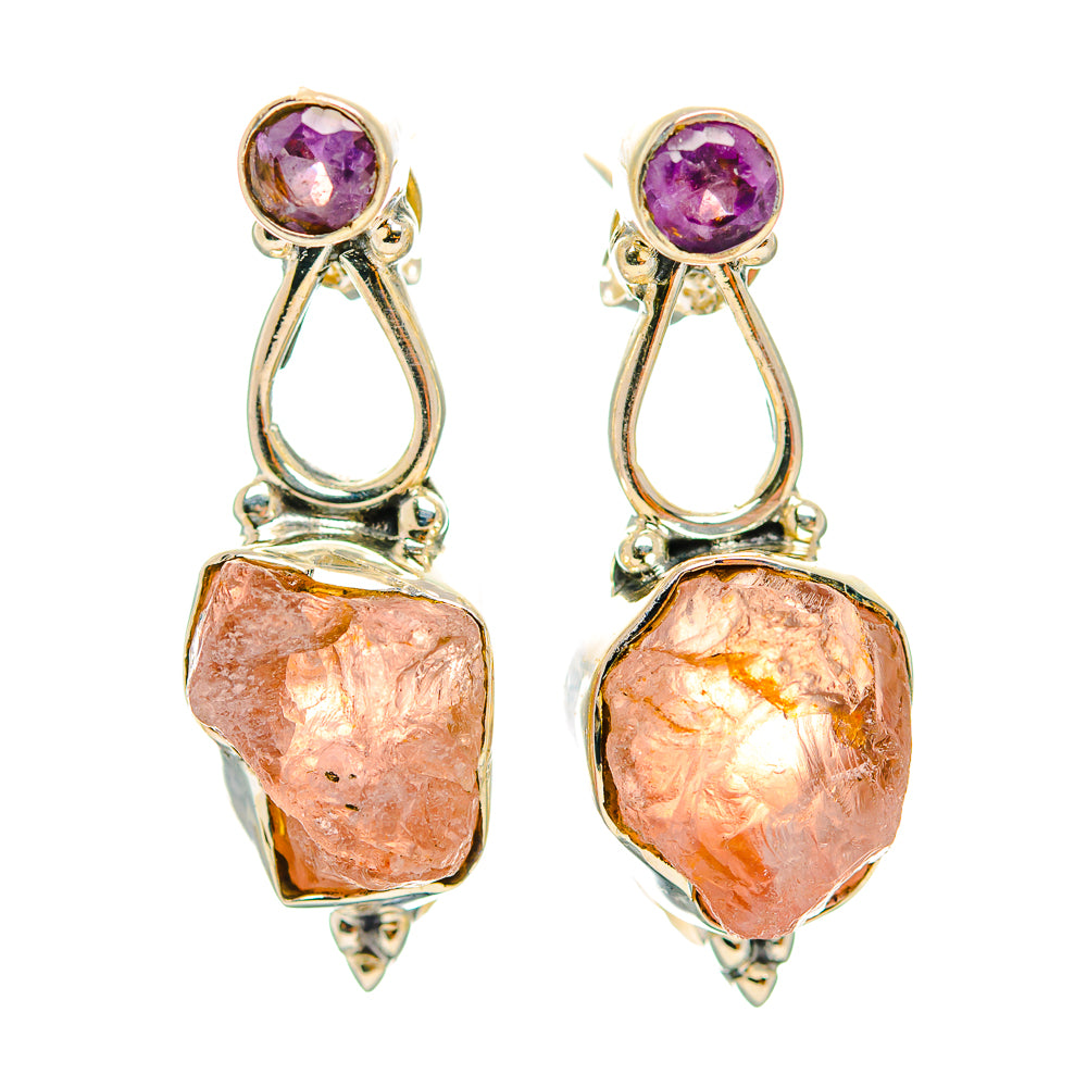 Rose Quartz Earrings handcrafted by Anasilvercos - EARR429347 - Photo 2