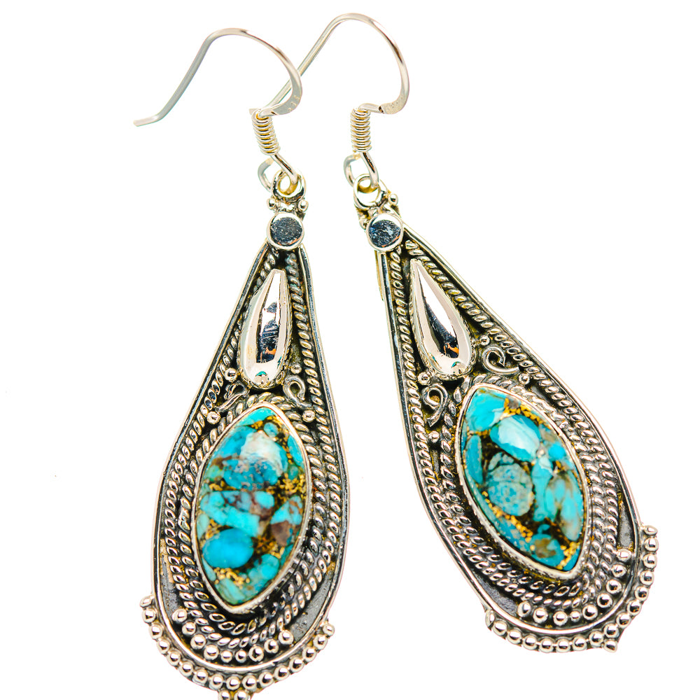 Blue Copper Composite Turquoise Earrings handcrafted by Anasilvercos - EARR429360 - Photo 2