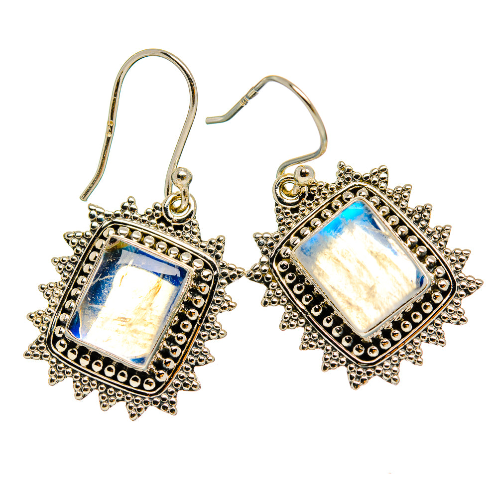 Rainbow Moonstone Earrings handcrafted by Anasilvercos - EARR429366 - Photo 2