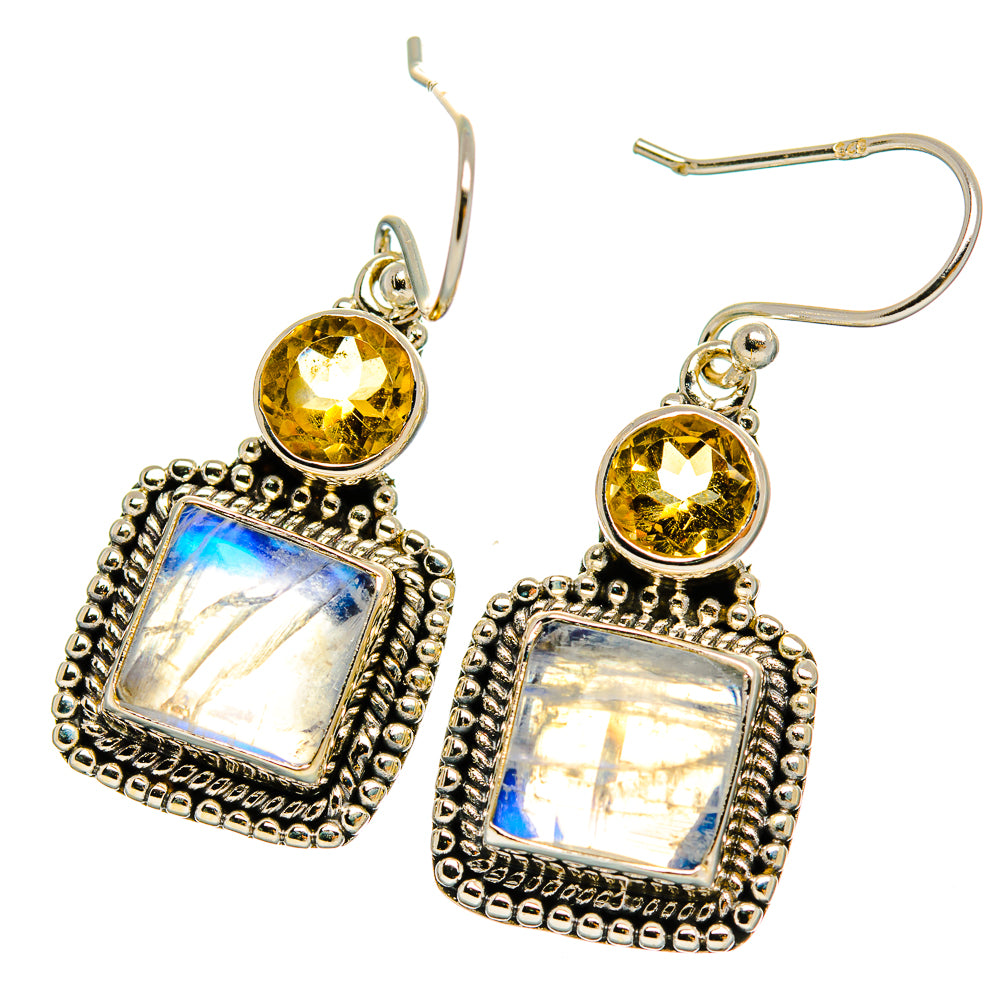Rainbow Moonstone Earrings handcrafted by Anasilvercos - EARR429371 - Photo 2