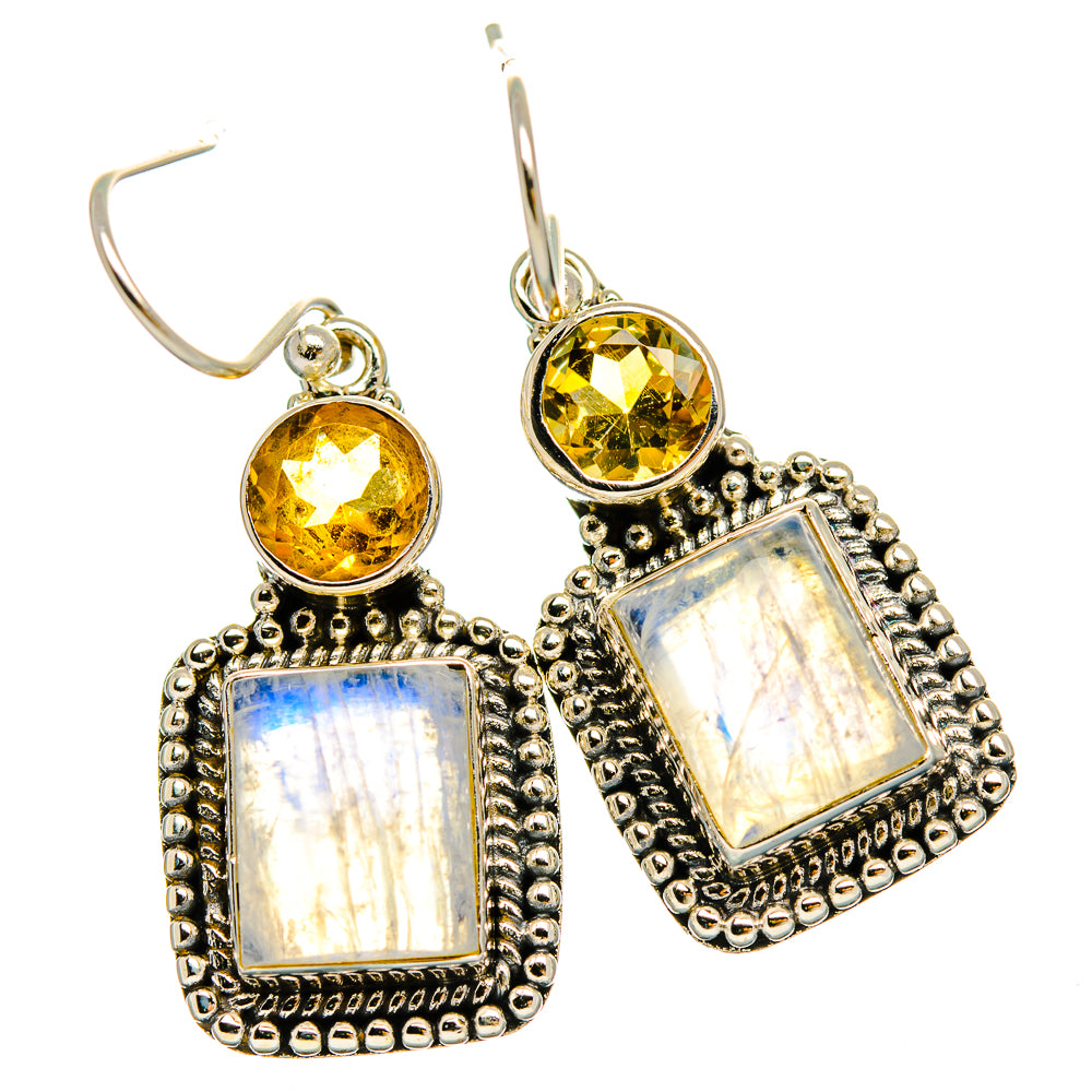 Rainbow Moonstone Earrings handcrafted by Anasilvercos - EARR429375 - Photo 2