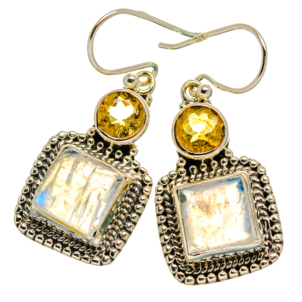 Rainbow Moonstone Earrings handcrafted by Anasilvercos - EARR429377 - Photo 2