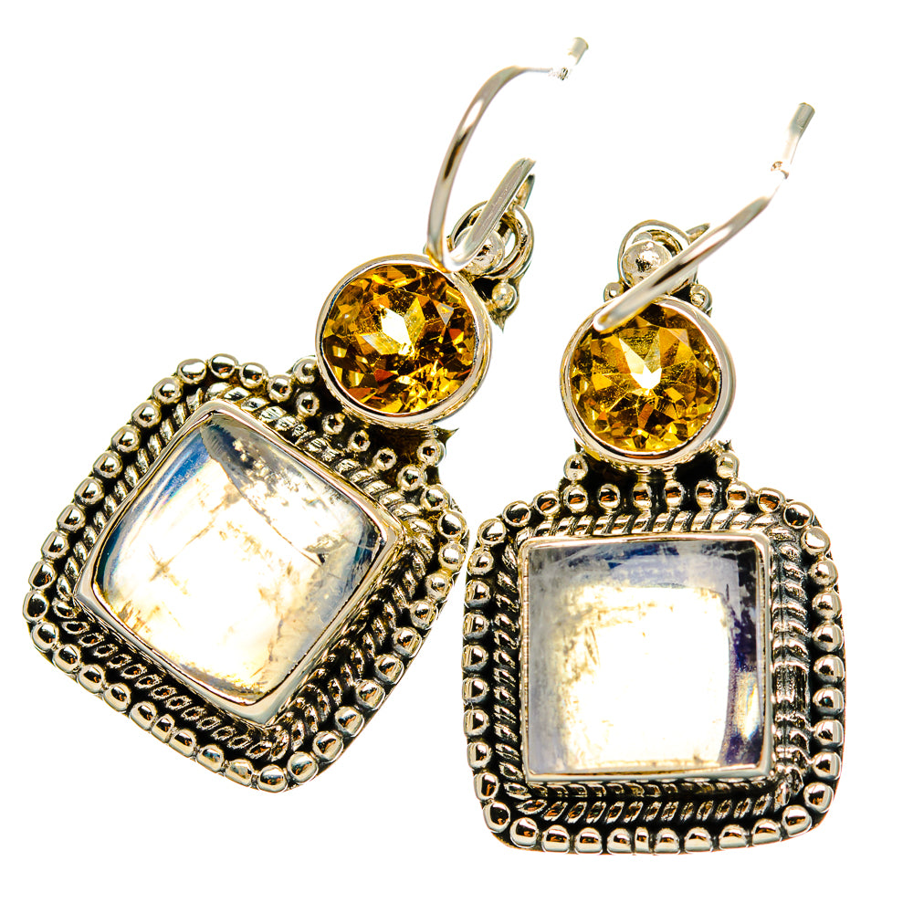 Rainbow Moonstone Earrings handcrafted by Anasilvercos - EARR429381 - Photo 2