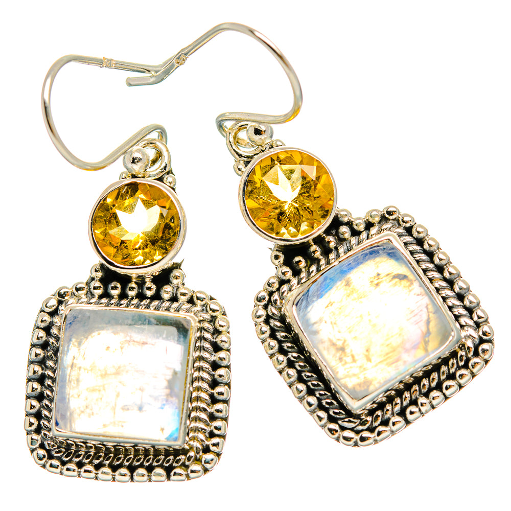Rainbow Moonstone Earrings handcrafted by Anasilvercos - EARR429387 - Photo 2