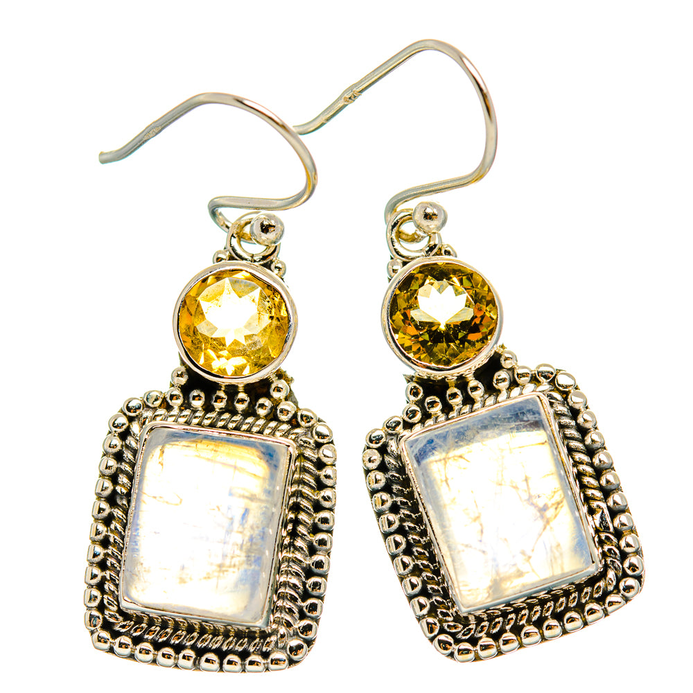 Rainbow Moonstone Earrings handcrafted by Anasilvercos - EARR429403 - Photo 2