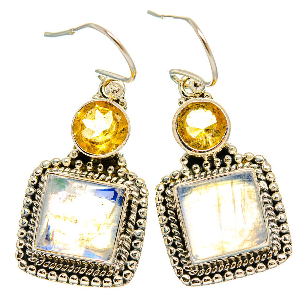 Rainbow Moonstone Earrings handcrafted by Anasilvercos - EARR429414 - Photo 2