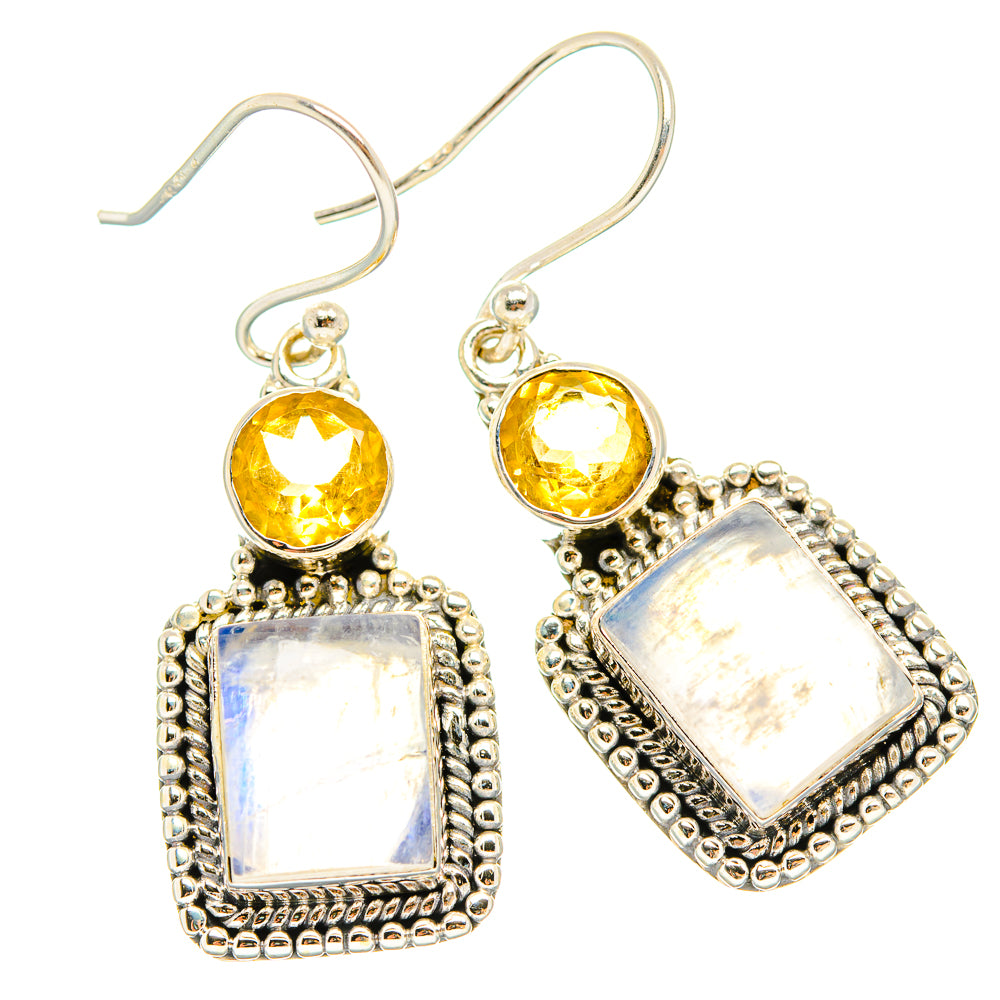 Rainbow Moonstone Earrings handcrafted by Anasilvercos - EARR429422 - Photo 2