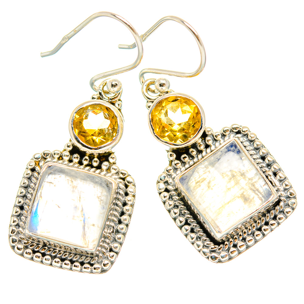 Rainbow Moonstone Earrings handcrafted by Anasilvercos - EARR429432 - Photo 2