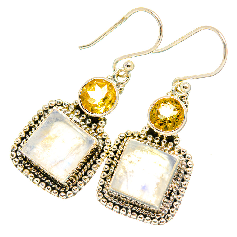 Rainbow Moonstone Earrings handcrafted by Anasilvercos - EARR429457 - Photo 2