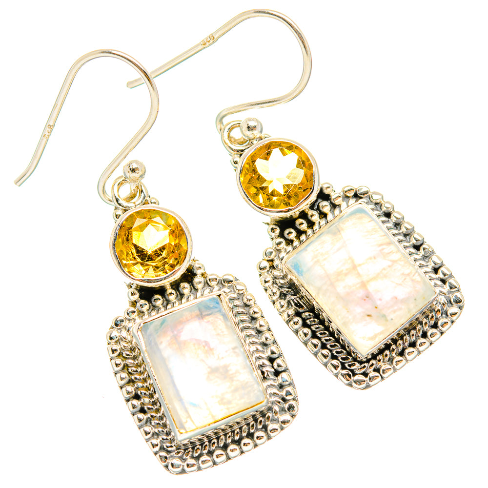 Rainbow Moonstone Earrings handcrafted by Anasilvercos - EARR429461 - Photo 2