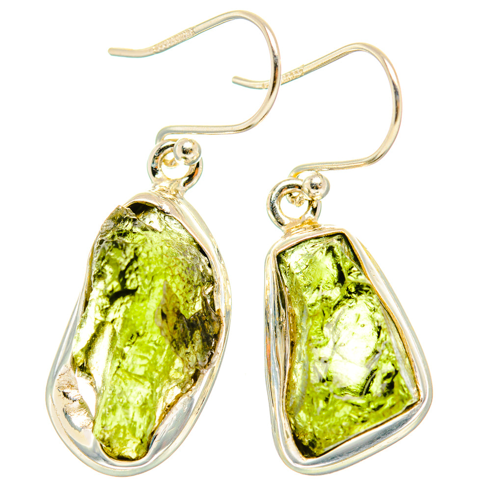 Czech Moldavite Earrings handcrafted by Anasilvercos - EARR429466 - Photo 2