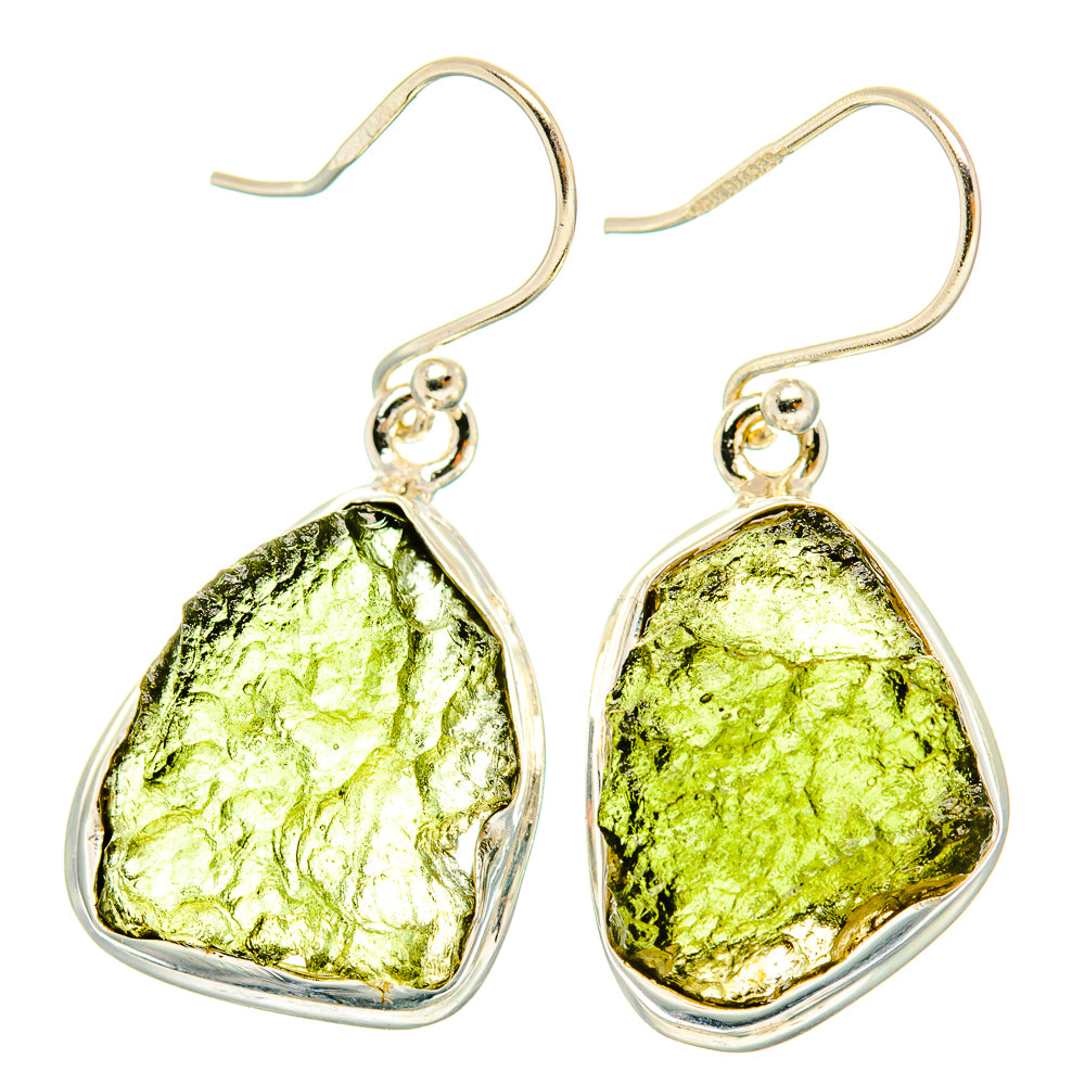 Czech Moldavite Earrings handcrafted by Anasilvercos - EARR429468 - Photo 2