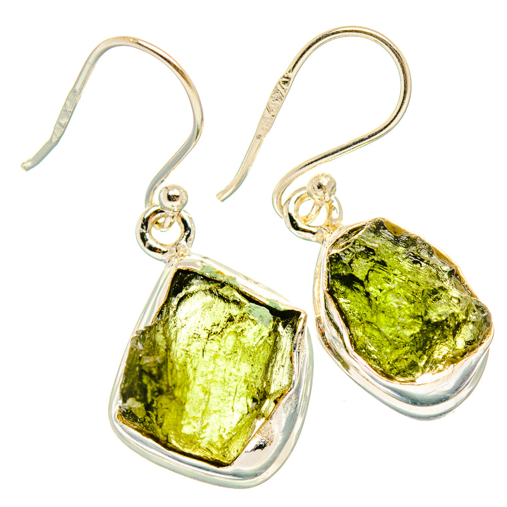 Czech Moldavite Earrings handcrafted by Anasilvercos - EARR429470 - Photo 2
