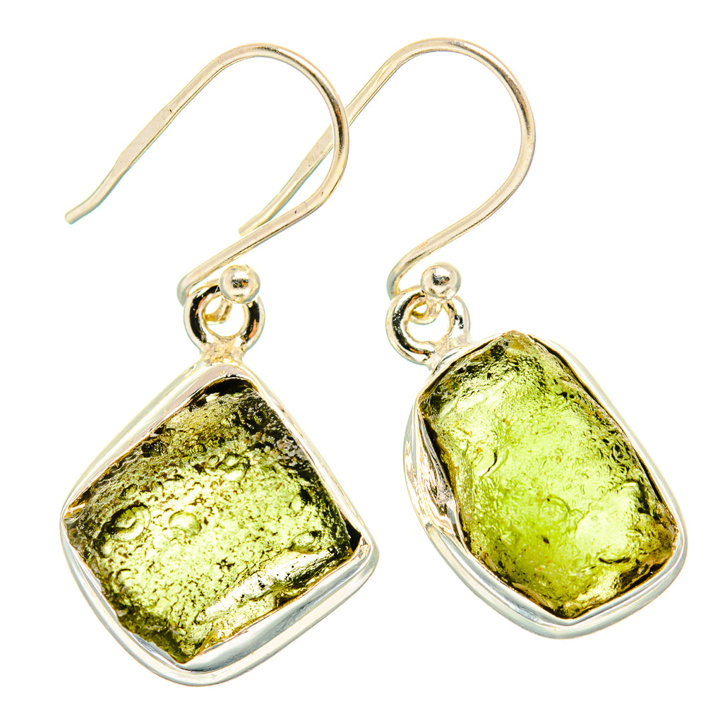 Czech Moldavite Earrings handcrafted by Anasilvercos - EARR429473 - Photo 2