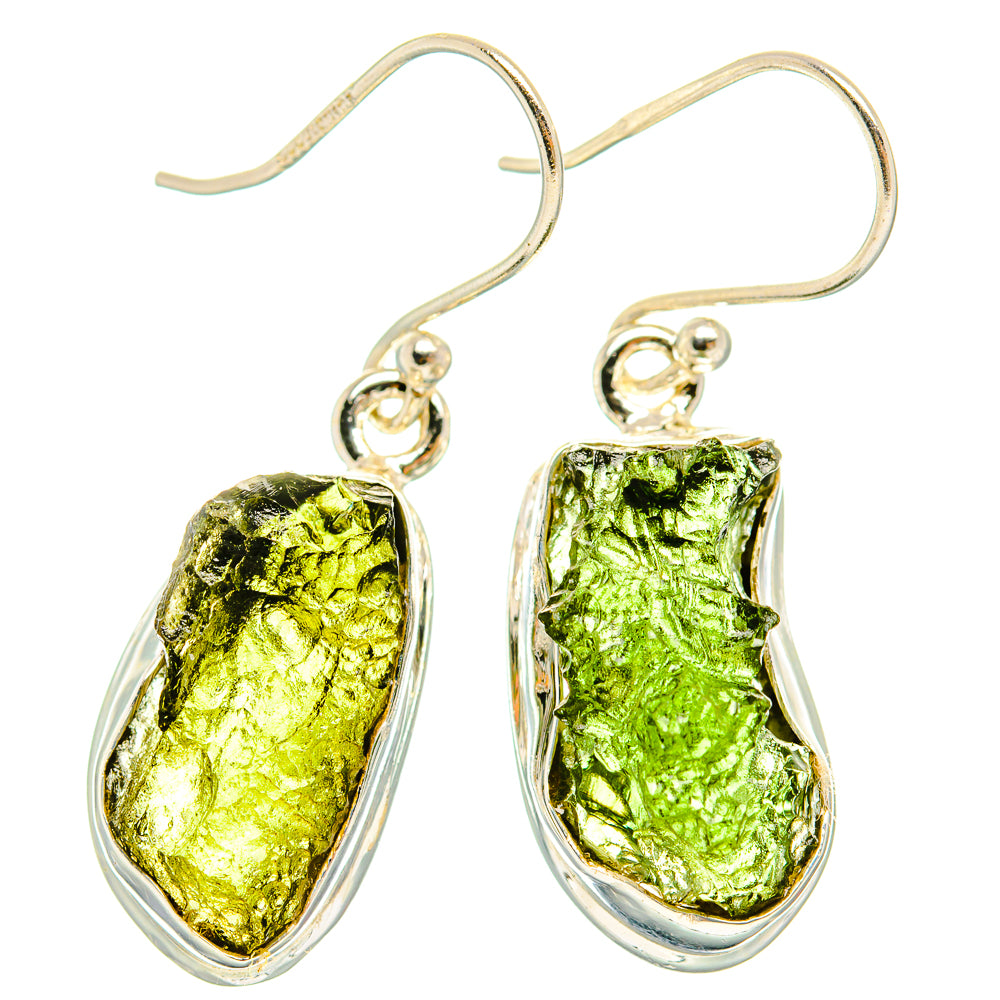 Czech Moldavite Earrings handcrafted by Anasilvercos - EARR429479 - Photo 2