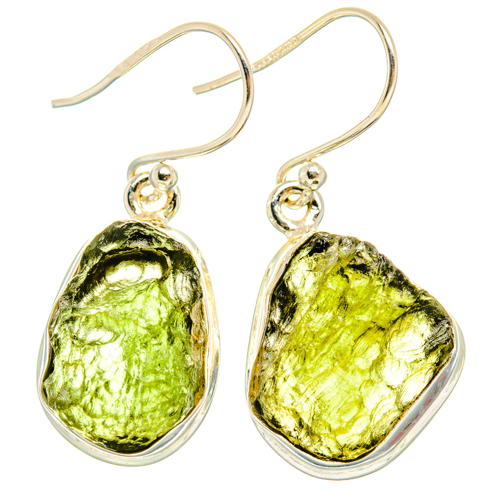 Czech Moldavite Earrings handcrafted by Anasilvercos - EARR429480 - Photo 2