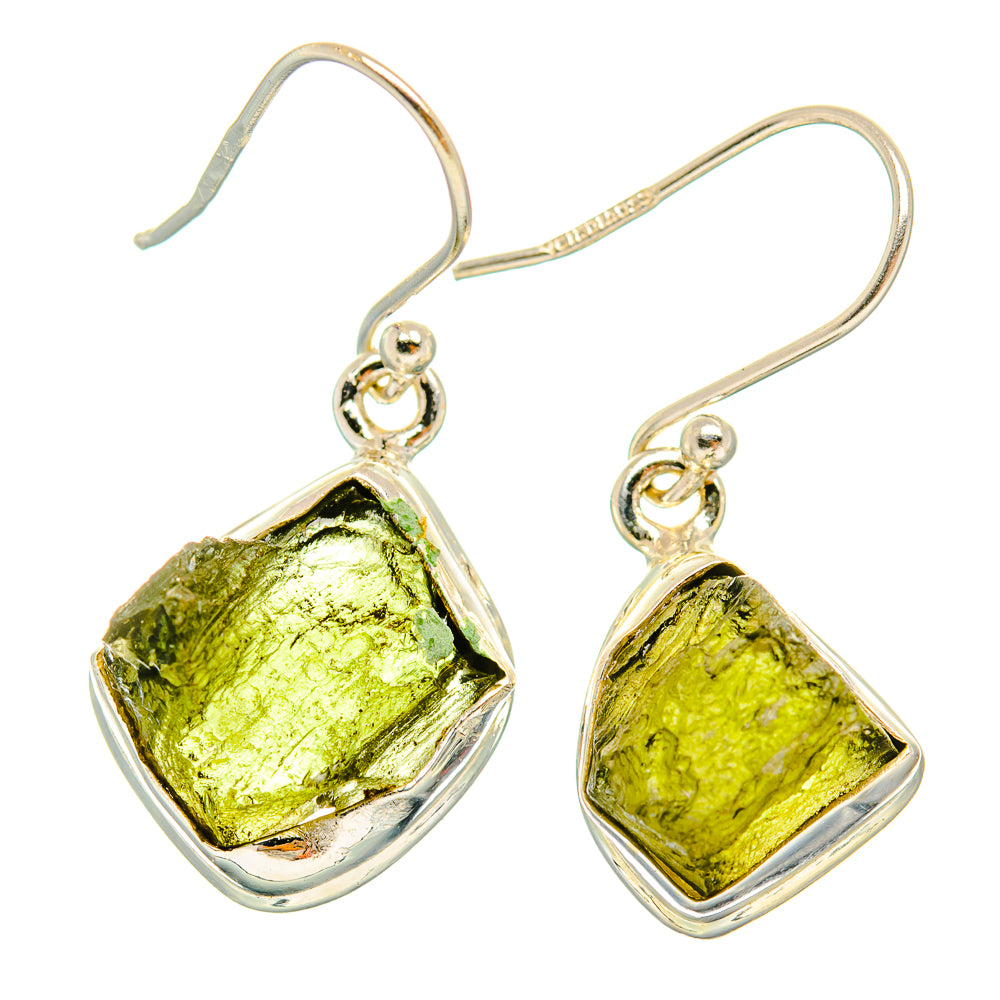 Czech Moldavite Earrings handcrafted by Anasilvercos - EARR429485 - Photo 2