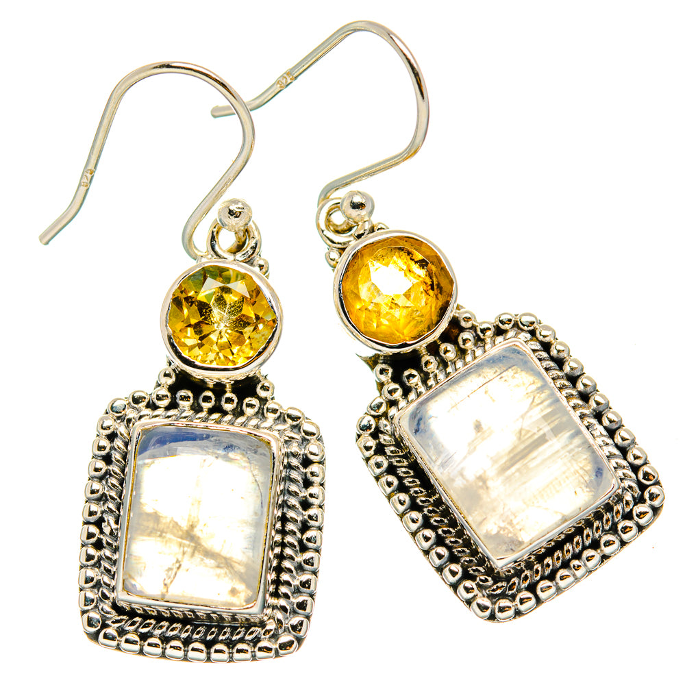 Rainbow Moonstone Earrings handcrafted by Anasilvercos - EARR429487 - Photo 2