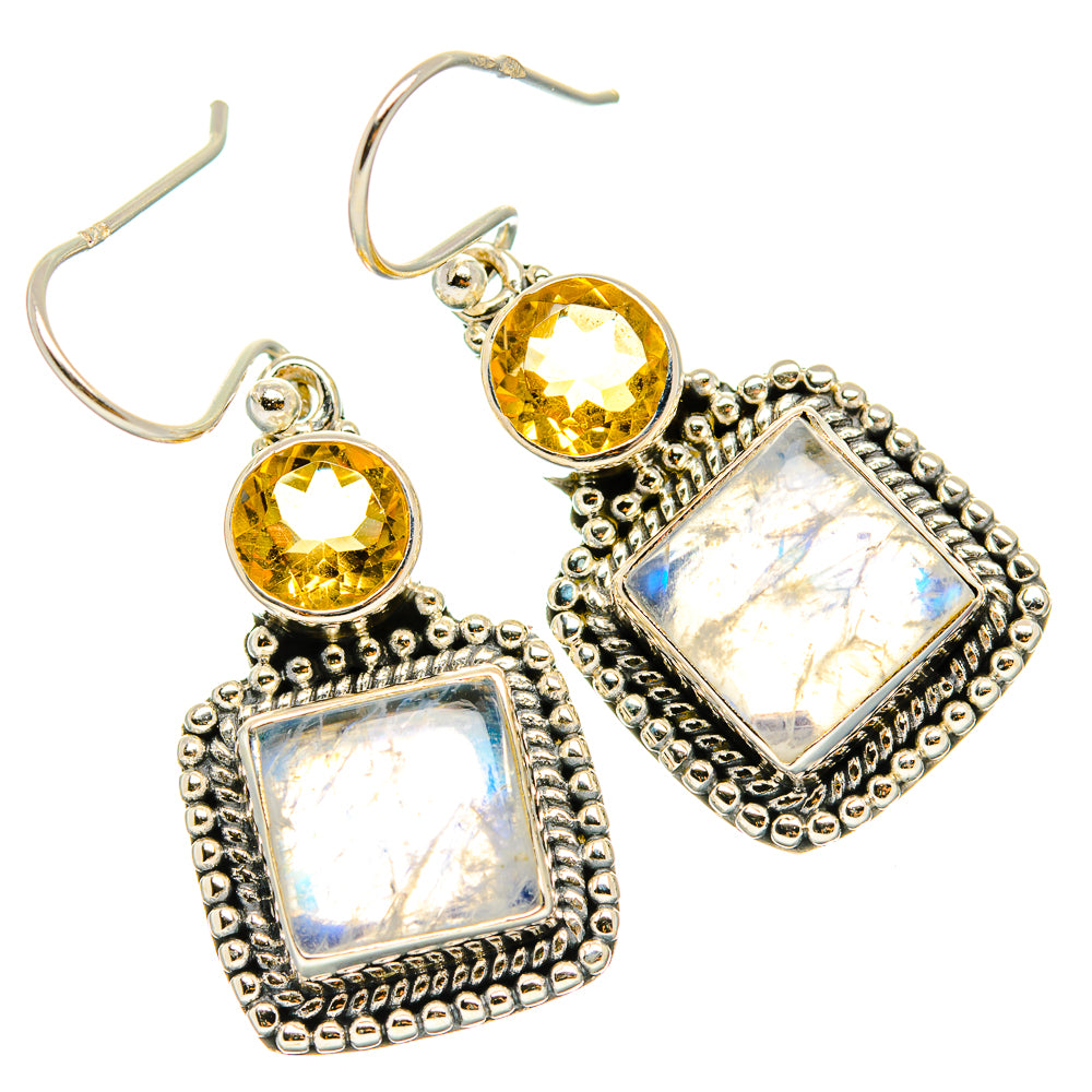 Rainbow Moonstone Earrings handcrafted by Anasilvercos - EARR429495 - Photo 2