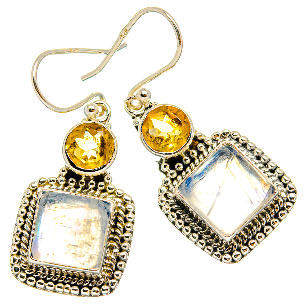 Rainbow Moonstone Earrings handcrafted by Anasilvercos - EARR429498 - Photo 2