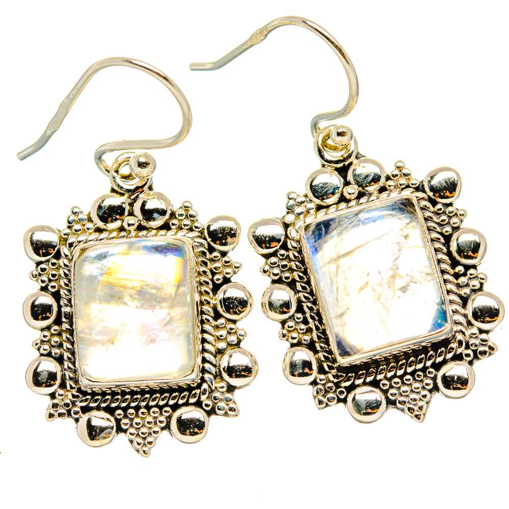 Rainbow Moonstone Earrings handcrafted by Anasilvercos - EARR429511 - Photo 2