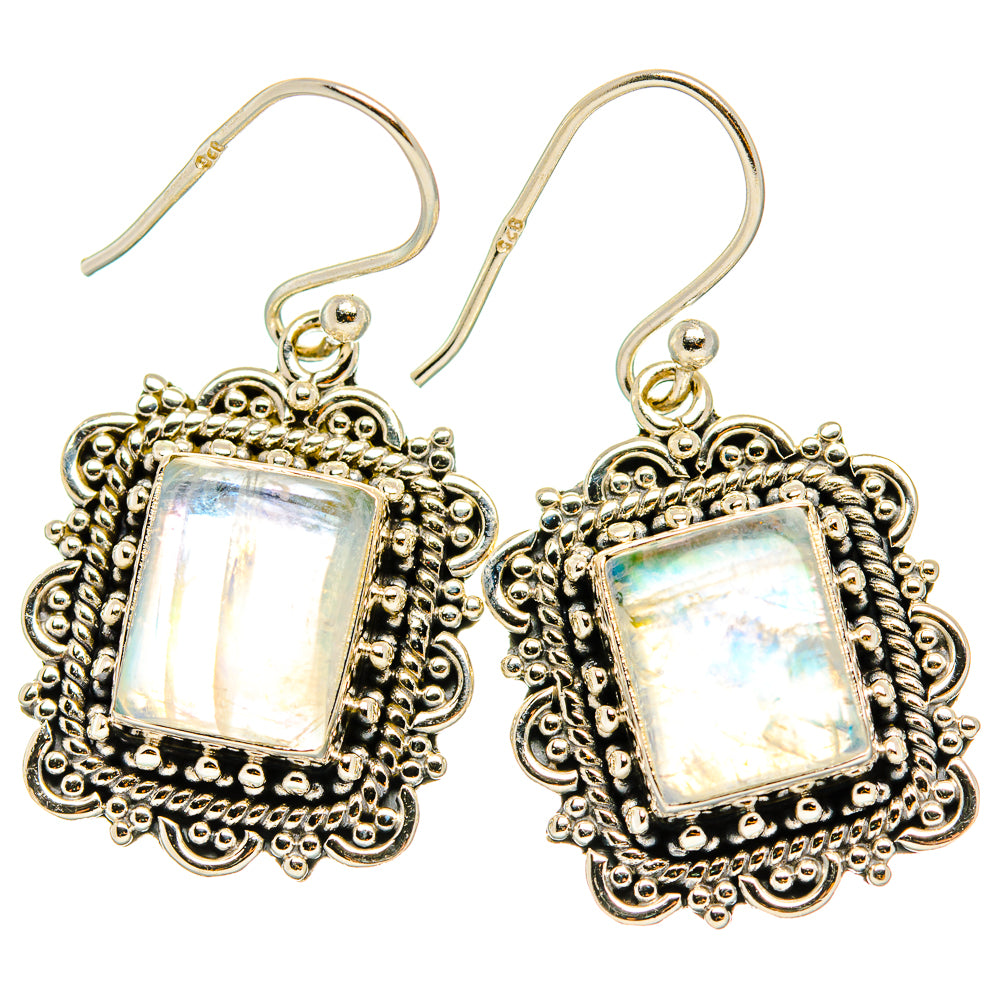Rainbow Moonstone Earrings handcrafted by Anasilvercos - EARR429516 - Photo 2