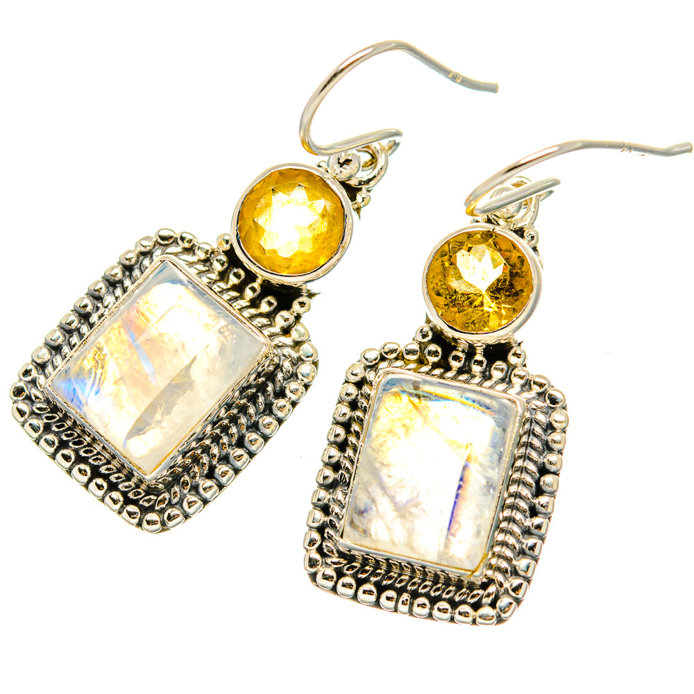 Rainbow Moonstone Earrings handcrafted by Anasilvercos - EARR429519 - Photo 2