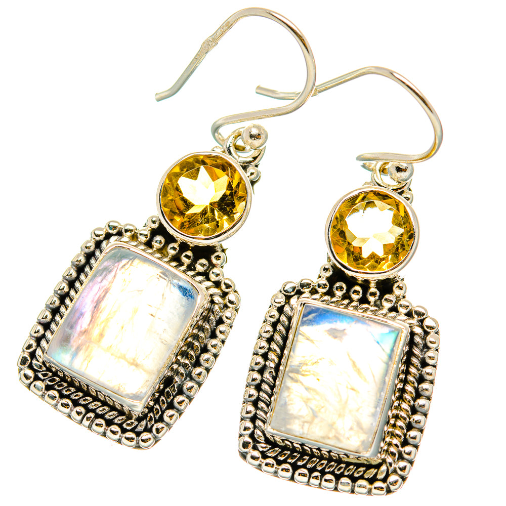 Rainbow Moonstone Earrings handcrafted by Anasilvercos - EARR429525 - Photo 2
