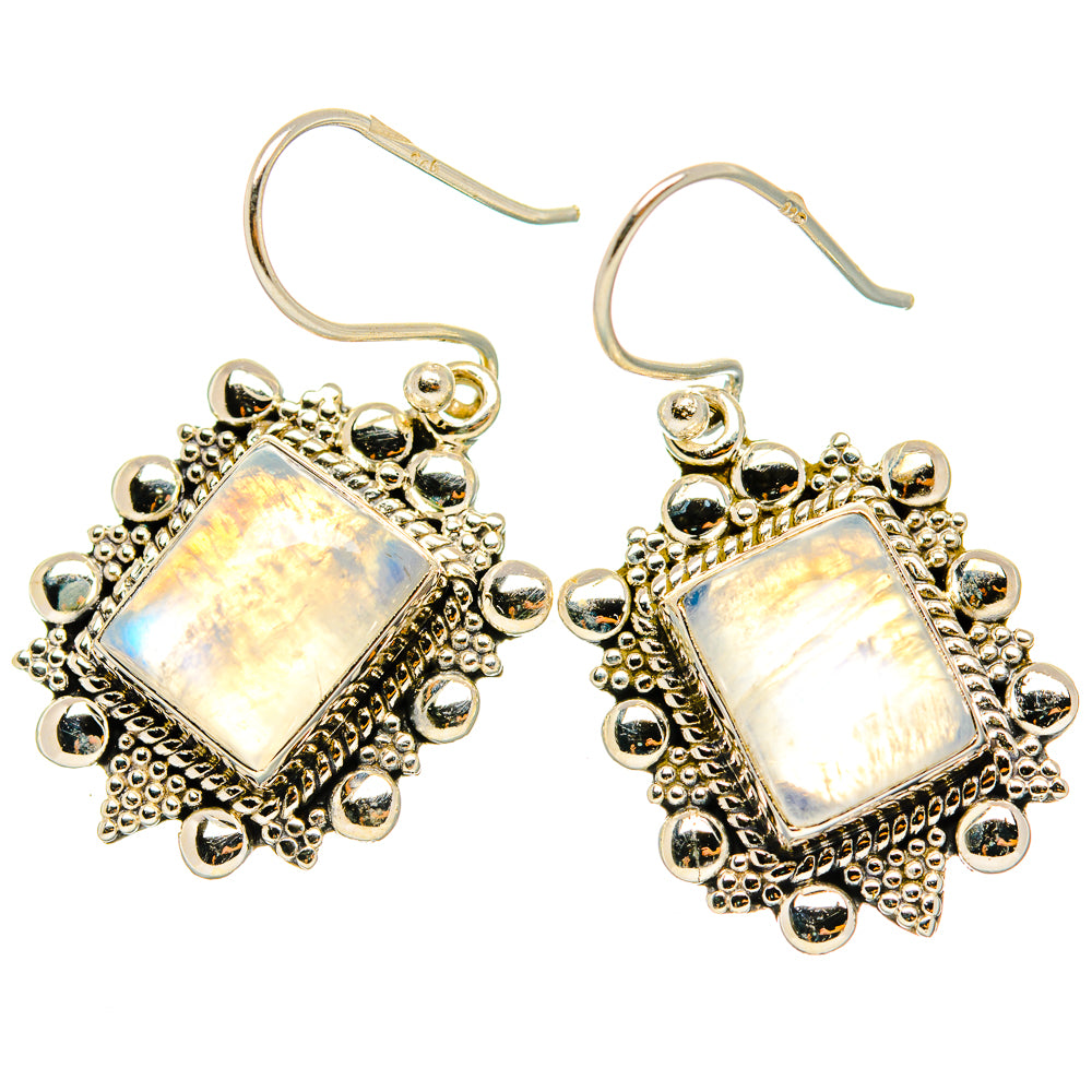 Rainbow Moonstone Earrings handcrafted by Anasilvercos - EARR429530 - Photo 2