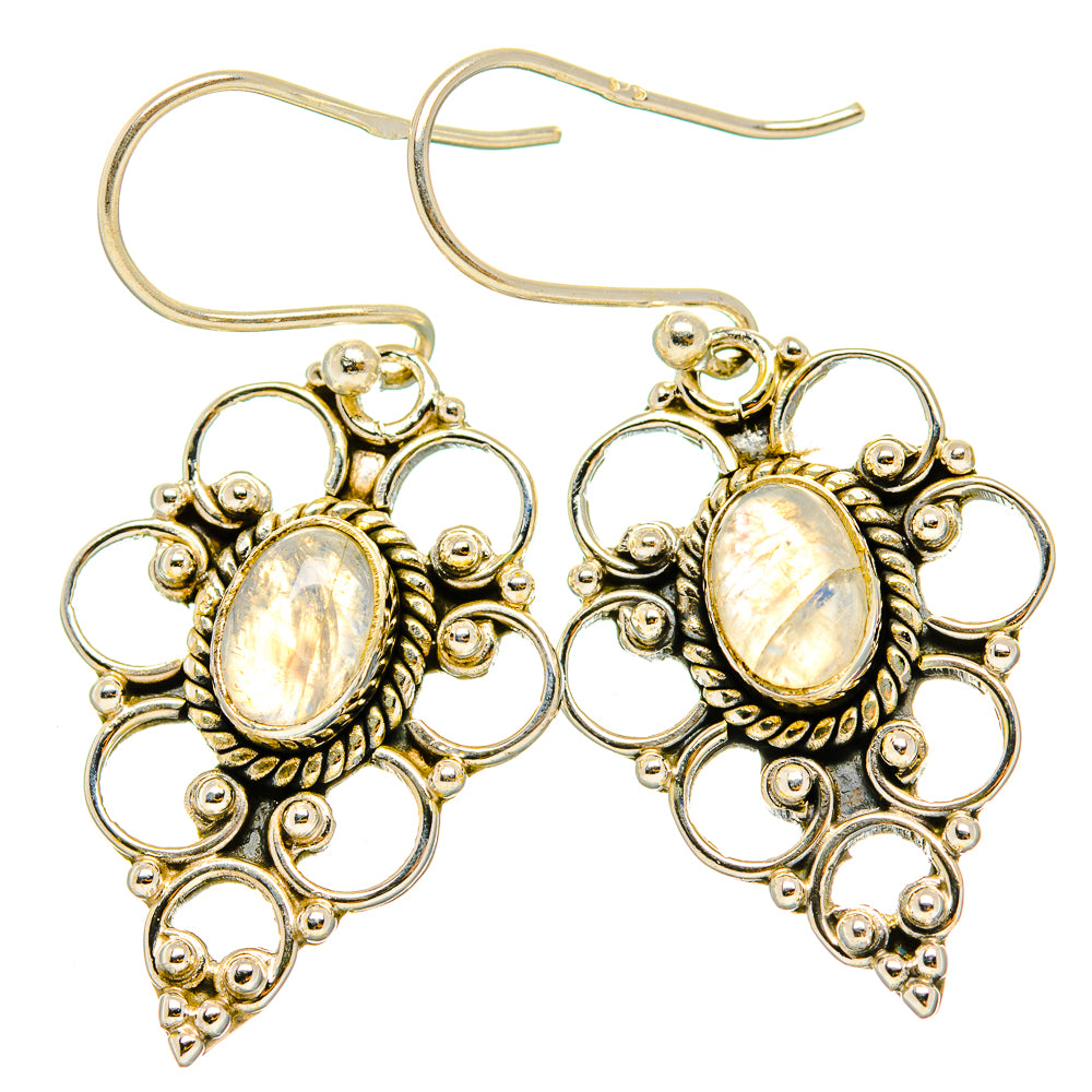 Rainbow Moonstone Earrings handcrafted by Anasilvercos - EARR429532 - Photo 2