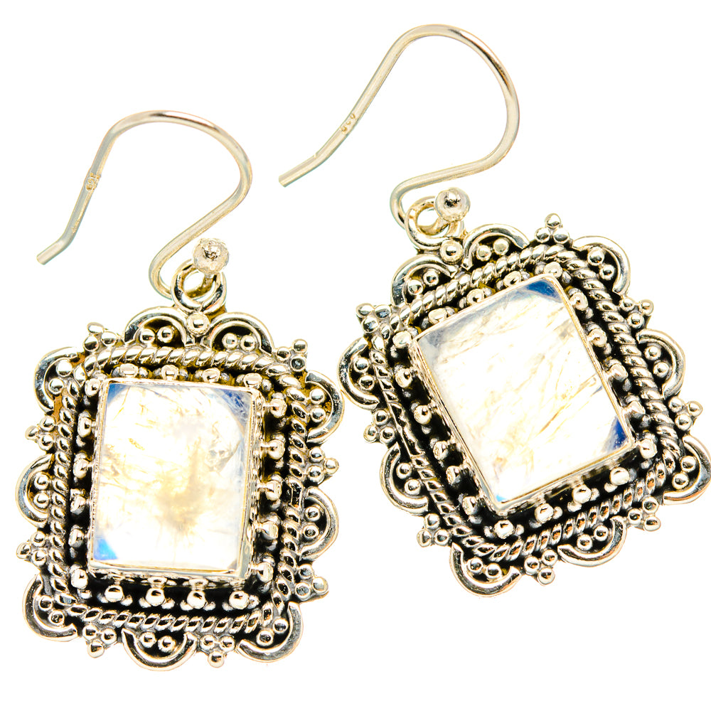 Rainbow Moonstone Earrings handcrafted by Anasilvercos - EARR429537 - Photo 2
