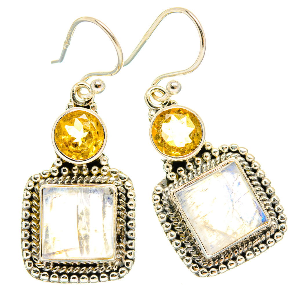 Rainbow Moonstone Earrings handcrafted by Anasilvercos - EARR429541 - Photo 2