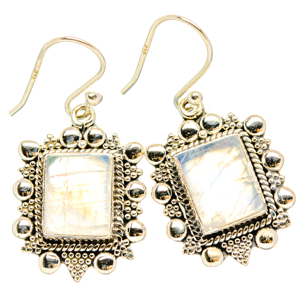 Rainbow Moonstone Earrings handcrafted by Anasilvercos - EARR429551 - Photo 2