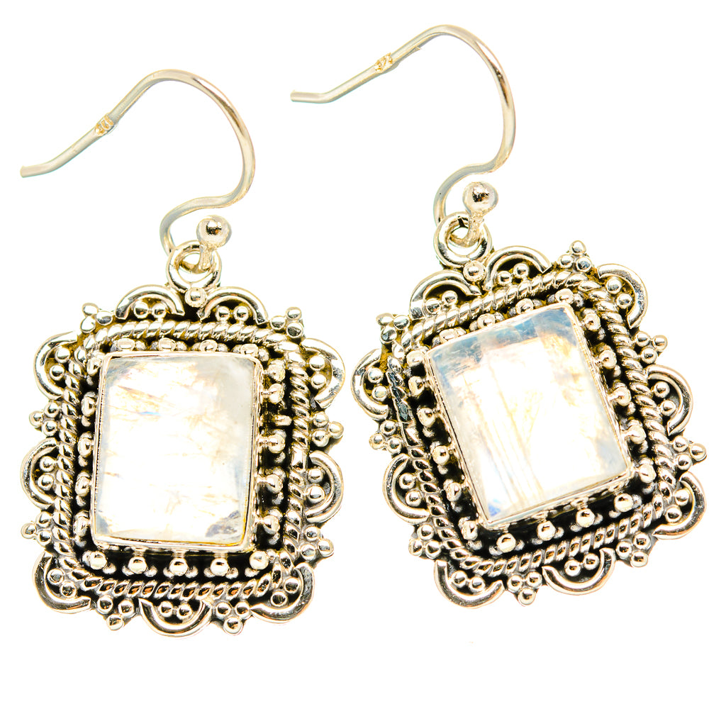 Rainbow Moonstone Earrings handcrafted by Anasilvercos - EARR429554 - Photo 2