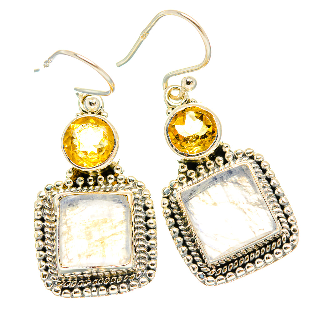 Rainbow Moonstone Earrings handcrafted by Anasilvercos - EARR429557 - Photo 2