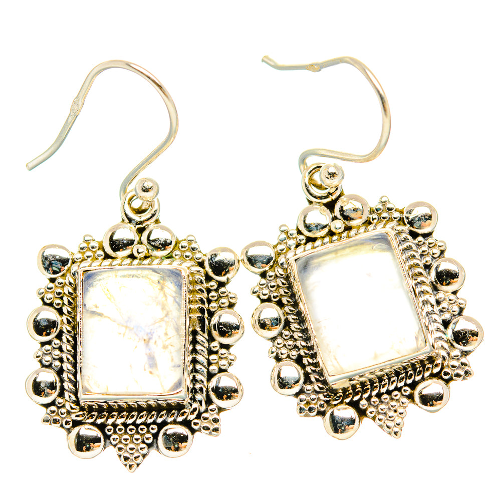 Rainbow Moonstone Earrings handcrafted by Anasilvercos - EARR429565 - Photo 2