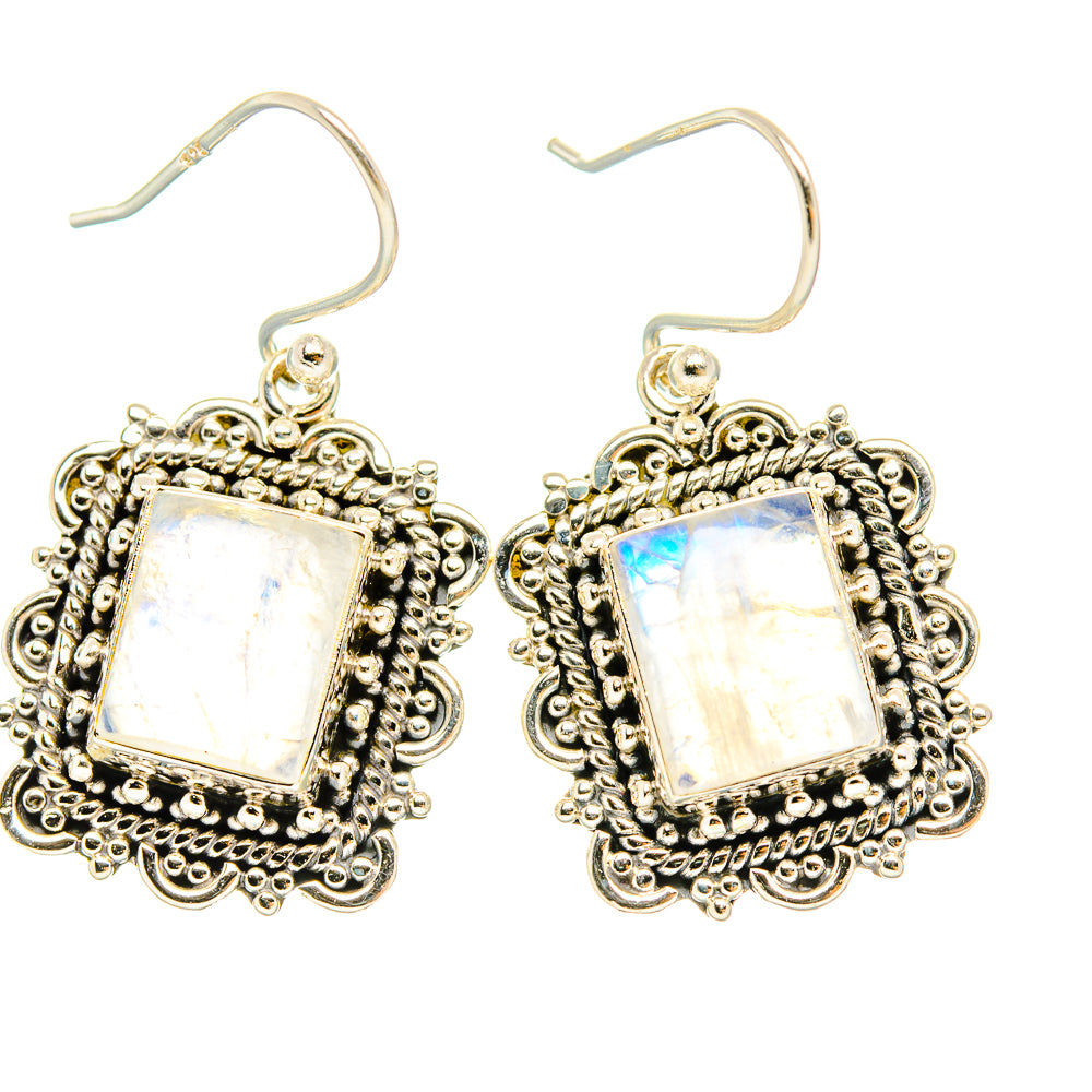 Rainbow Moonstone Earrings handcrafted by Anasilvercos - EARR429568 - Photo 2