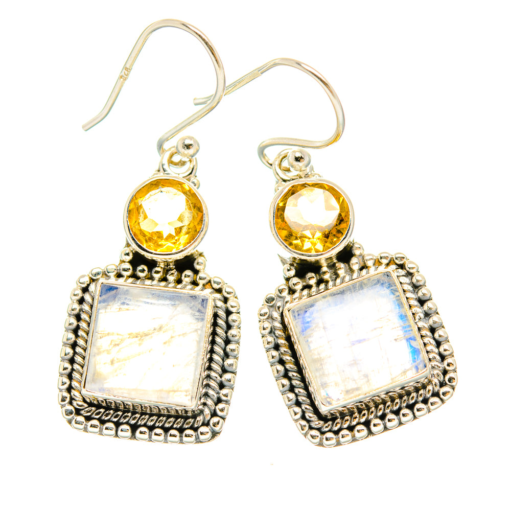 Rainbow Moonstone Earrings handcrafted by Anasilvercos - EARR429569 - Photo 2