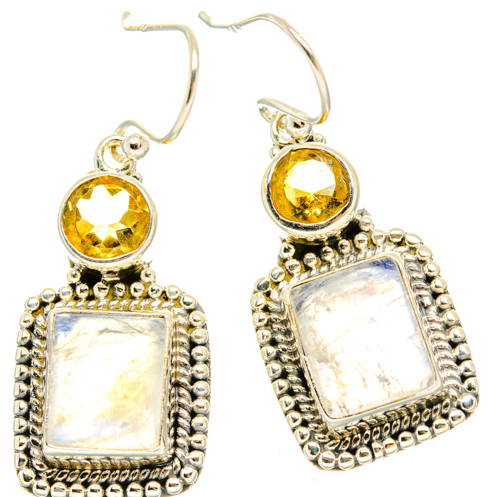Rainbow Moonstone Earrings handcrafted by Anasilvercos - EARR429572 - Photo 2