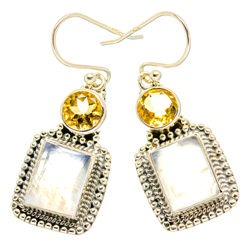 Rainbow Moonstone Earrings handcrafted by Anasilvercos - EARR429576 - Photo 2