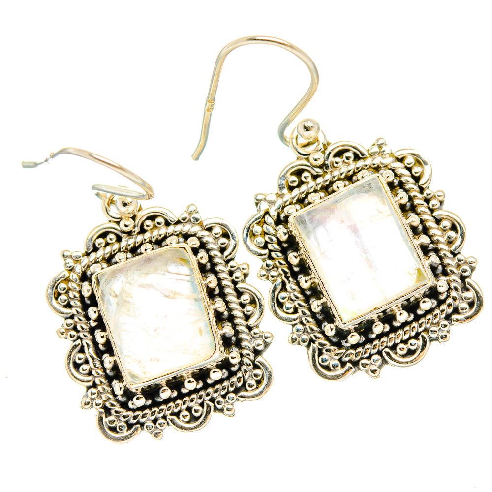 Rainbow Moonstone Earrings handcrafted by Anasilvercos - EARR429577 - Photo 2