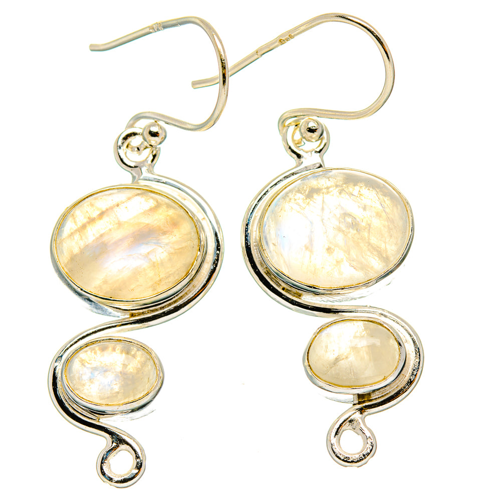 Rainbow Moonstone Earrings handcrafted by Anasilvercos - EARR429587 - Photo 2