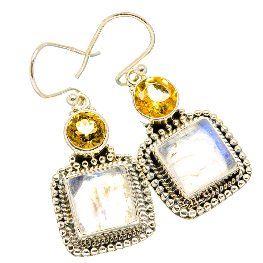 Rainbow Moonstone Earrings handcrafted by Anasilvercos - EARR429592 - Photo 2